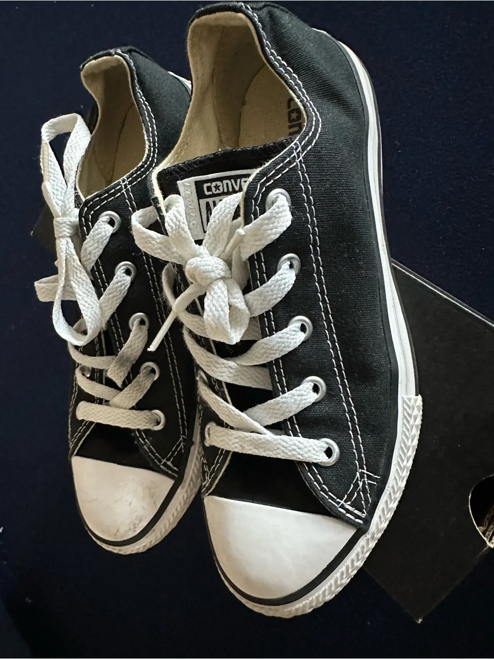 Kids Low-Top Canvas Sneakers in Black and White